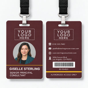 Employee Logo Photo Bar Code Name ID Badge