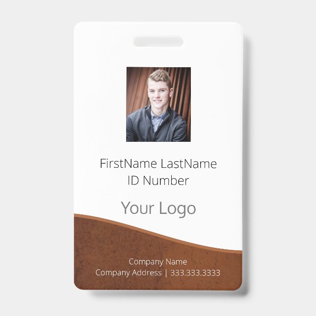 Employee Logo Photo ID Bar Code Name Badge (Front)