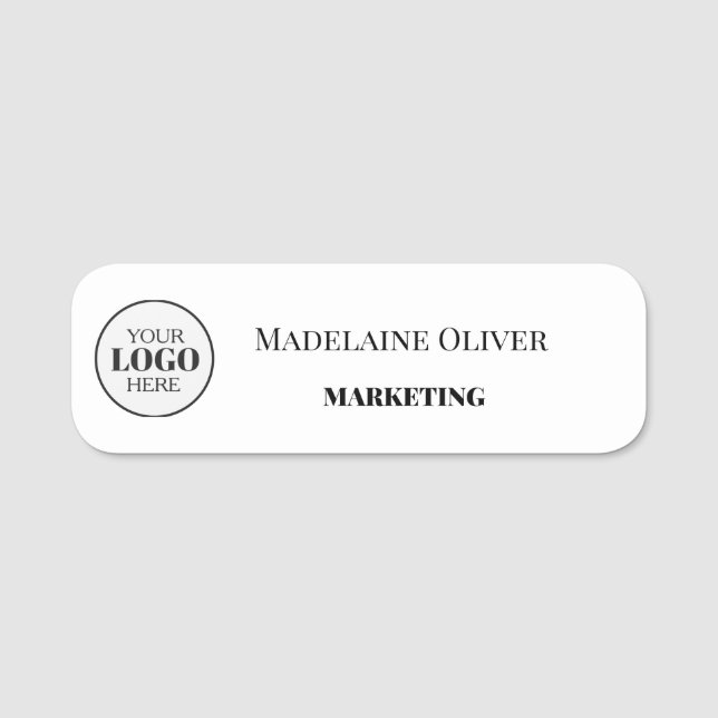 Employee Logo White Simple Name Tag (Front)
