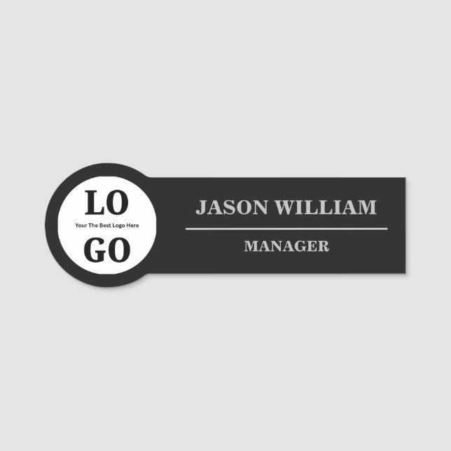 Employee Luxury Black Symbol Creative Name Tag (Front)