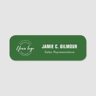 Employee Magnetic Custom Business logo Green Name Tag