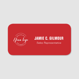 Employee Magnetic Custom Business logo Red Name Tag