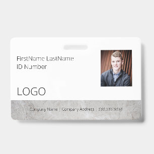 Employee Marble Look ID Badge with Barcode