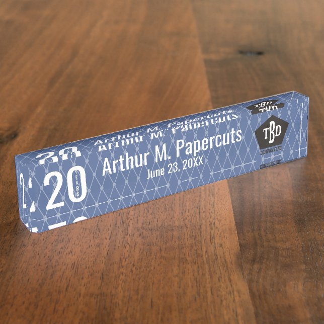 Employee milestone anniversary 20 years nameplate (Side)