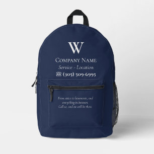 Employee Monogram Navy Blue Company Promotional Printed Backpack