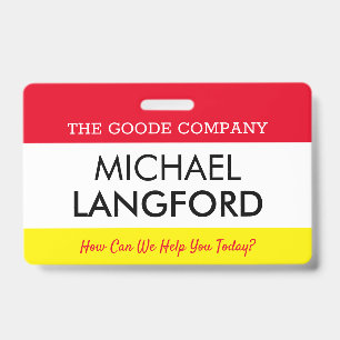 Employee Name Badge   Custom Text and Color Basic ID Badge