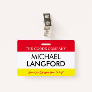 Employee Name Badge Custom Text and Color Basic ID Badge
