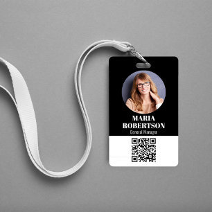Employee Name Badge Minimalist Photo QR Code ID Badge