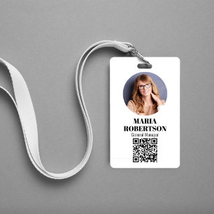 Employee Name Badge Minimalist Photo QR Code ID Badge