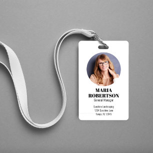 Employee Name Badge Minimalist Photo Simple ID Badge