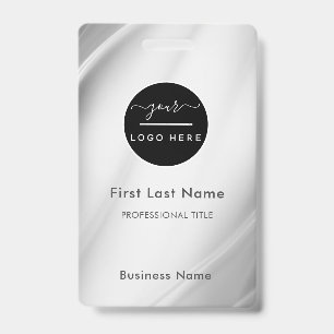 Employee Name Badge Silver/Business Logo Staff Tag ID Badge