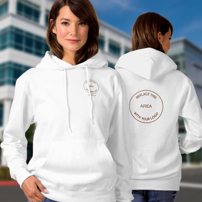 Employee Name Business Logo Front Back Hoodie (Front and back view)