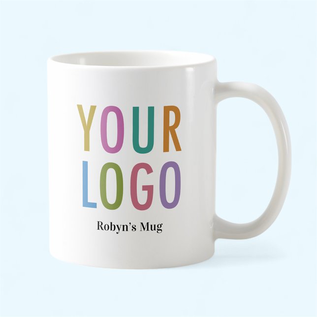 Employee Name Mug Custom Company Logo Branded (MISOOK 11 oz White Mug with Logo)