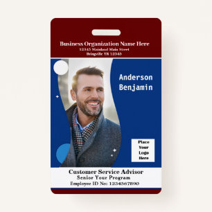 Employee Name Photo Bar Code Business ID Card  ID Badge