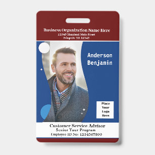 Employee Name Photo Bar Code ID Card Badge