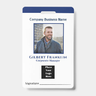 Employee Name Photo Logo Bar Code Custom Badge ID Badge