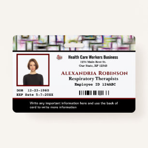 Employee Name Photo Logo Bar Code Custom ID Badge