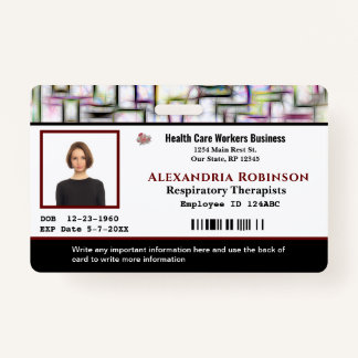 Employee Name Photo Logo Bar Code Custom ID Badge