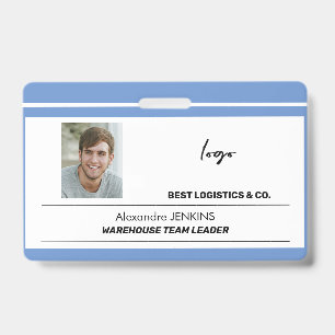 Employee name photo logo text bare code template ID badge