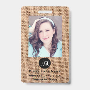 Employee Name Tags ID Burlap Tag Badge Kraft