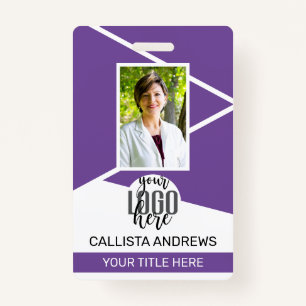 Employee Name Title Barcode Logo Purple Geo ID ID Badge