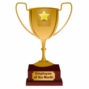 Employee of the Month Award, Golden Trophy Standing Photo Sculpture