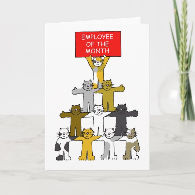 Employee of the Month Cartoon Cats Card (Front)