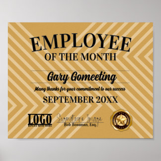 Employee of the month display certificate poster
