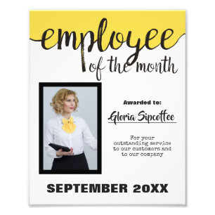 Employee of the month photo award certificate print