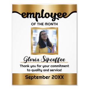 Employee of the month photo award certificate print