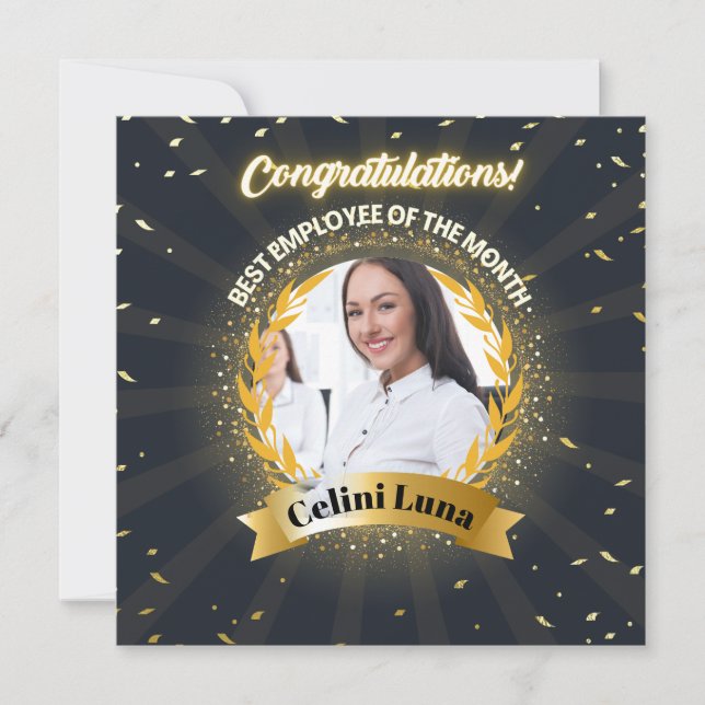 Employee of the month recognition award card  (Front)