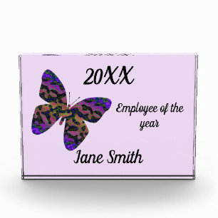 Employee of the Year Bright Modern Butterfly Award Photo Block