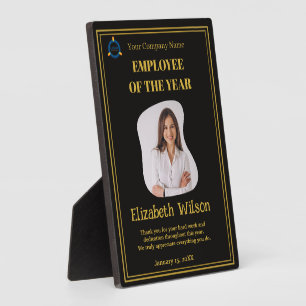 Employee of the Year Custom Photo Gold & Black Plaque
