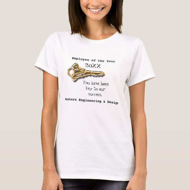 Employee of the Year Gold Silver Key Recognition T-Shirt (Front)