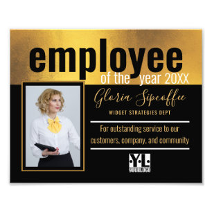 Employee of the year photo award certificate print