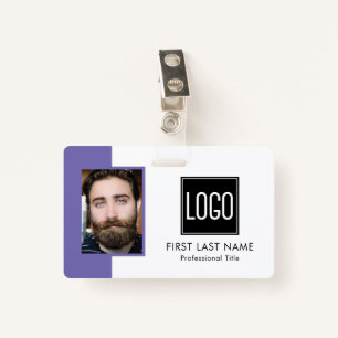 Employee Office ID   Purple Logo Photo ID Badge