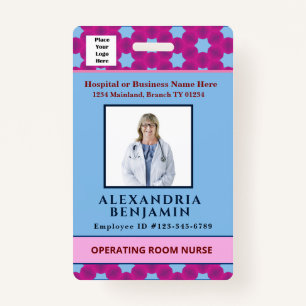 Employee Photo Bar Code Logo Medical Nurse ID Badge