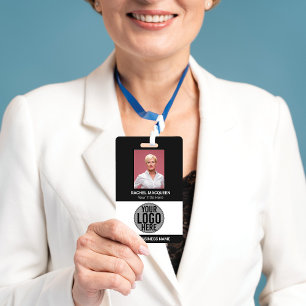 Employee Photo Barcode Logo Business Name Company  ID Badge