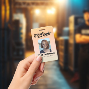 Employee Photo Barcode Logo Name Gradient Badge ID Badge