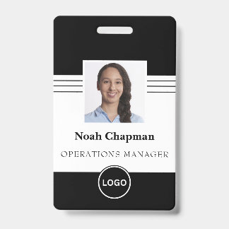 Employee Photo Business Logo Barcode ID Badge