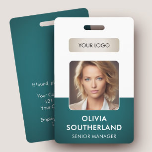 Employee Photo Company Logo Green Security ID  Badge