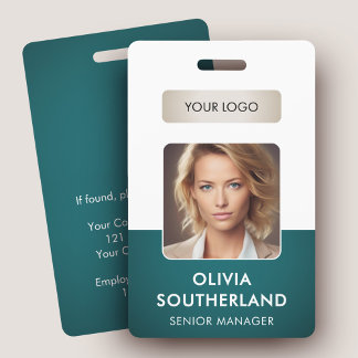 Employee Photo Company Logo Green Security ID Badge