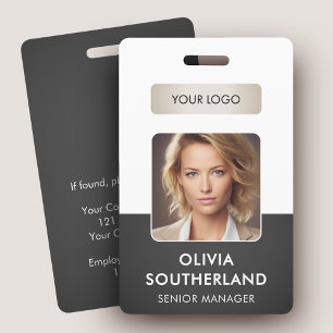 Employee Photo Company Logo Security ID Grey ID Badge