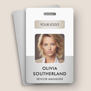 Employee Photo Company Logo Security ID Silver ID Badge