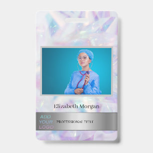 Employee Photo Cool Holographic Add Your Logo ID Badge
