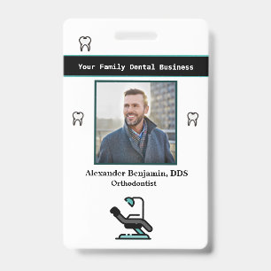 Employee Photo Dentist Logo Bar Code Name ID Badge