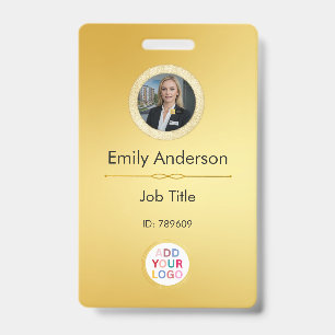 Employee Photo ID Badge, Add Your Company Logo QR Badge