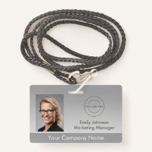Employee Photo ID Badge | Grey | QR Code Optional
