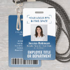 Employee Photo ID Barcode Logo Classic Blue Curve