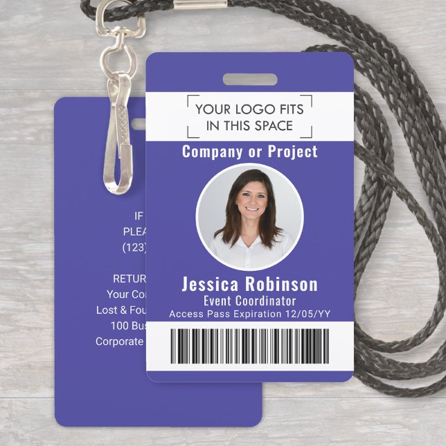 Employee Photo ID Barcode Logo Purple Access Pass ID Badge (Creator Uploaded)
